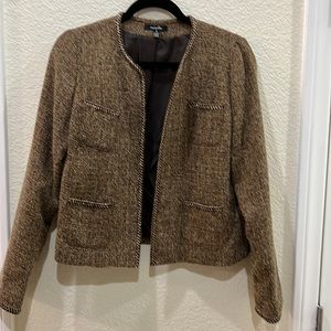 Raffaella Brown Tweed Blazer with Brown/Metallic Gold Trim